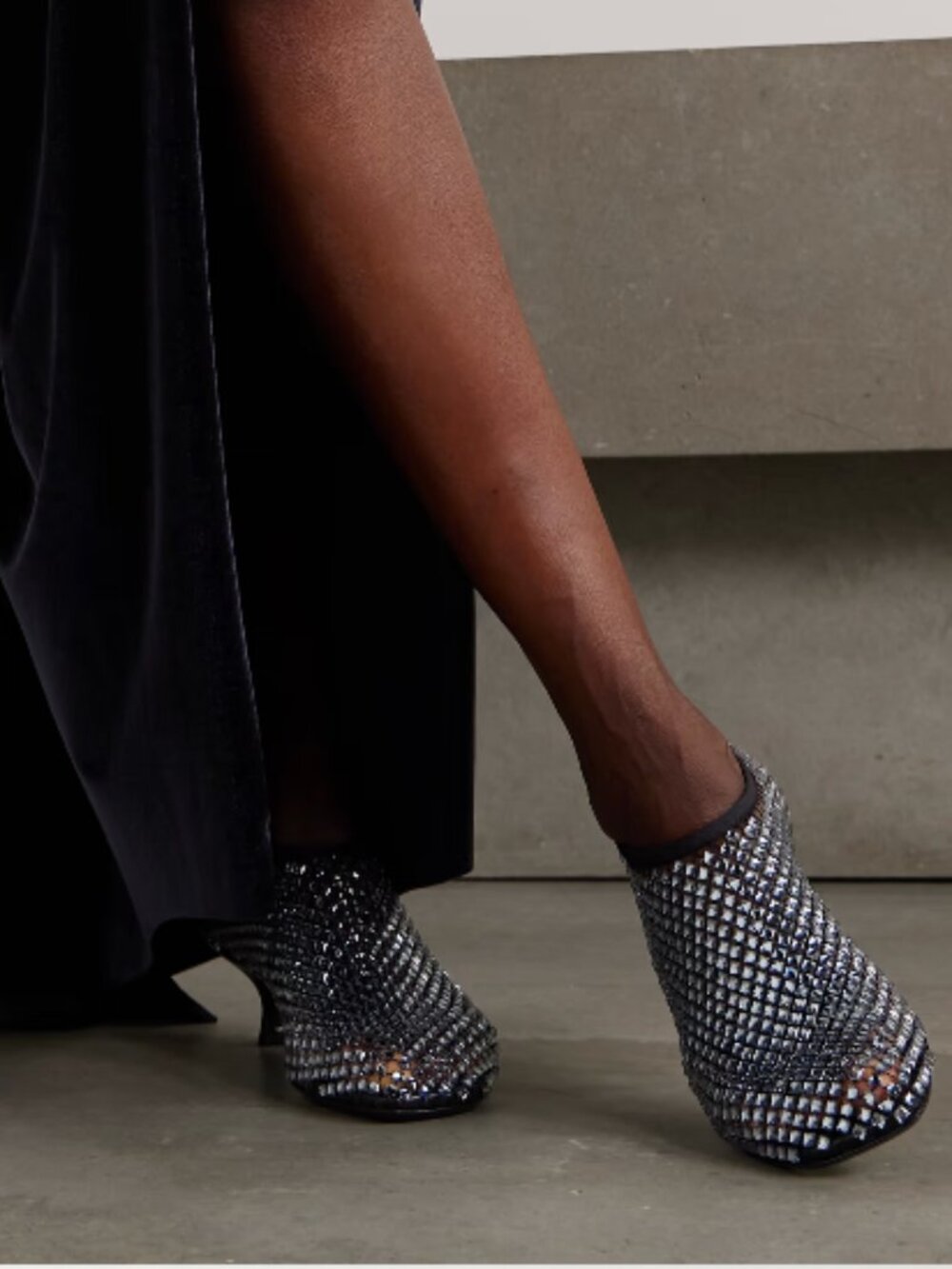 CHRISTOPHER ESBER Minette leather-trimmed crystal-embellished mesh pumps